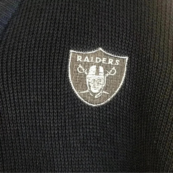 NFL Starter Men's Large Raiders V Neck Pullover Sweater Acrylic Black Gray READ - Picture 5 of 9